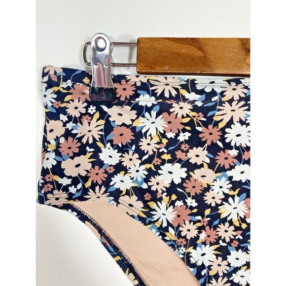 Kona Sol Swimsuit Bikini Bottoms Size Large Black Floral Ditzy Daisy Beachy - Picture 2 of 7